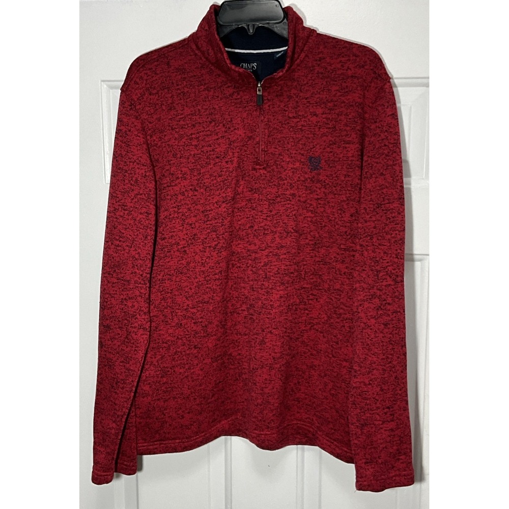 Chaps Red 1/4 Zip Long Sleeve Pullover Sweatshirt Embroidered Logo Men's XL